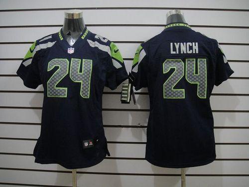  Seahawks #24 Marshawn Lynch Steel Blue Team Color Women's Stitched NFL Limited Jersey