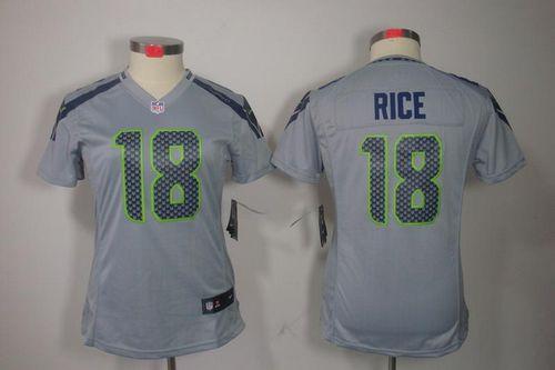  Seahawks #18 Sidney Rice Grey Alternate Women's Stitched NFL Limited Jersey