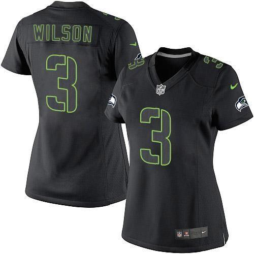  Seahawks #3 Russell Wilson Black Impact Women's Stitched NFL Limited Jersey