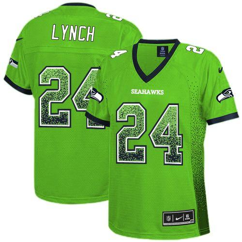  Seahawks #24 Marshawn Lynch Green Women's Stitched NFL Elite Drift Fashion Jersey
