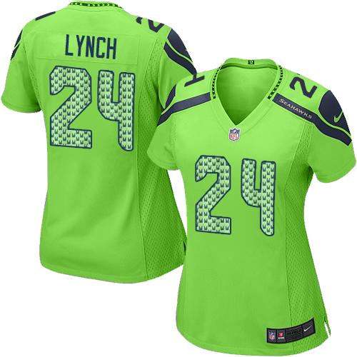  Seahawks #24 Marshawn Lynch Green Women's Stitched NFL Elite Jersey