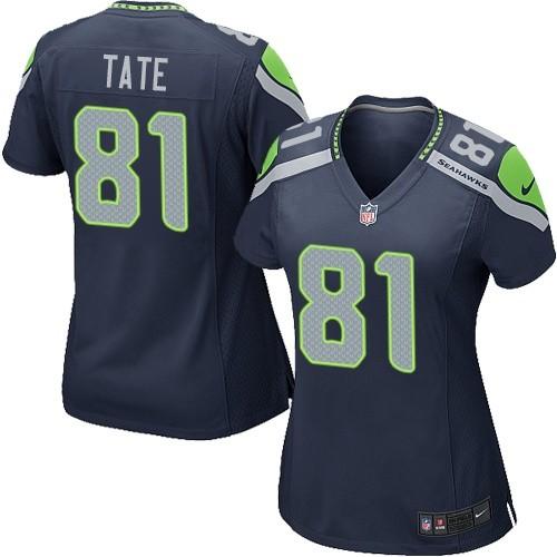  Seahawks #81 Golden Tate Steel Blue Team Color Women's Stitched NFL Elite Jersey
