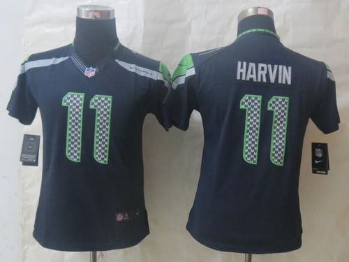  Seahawks #11 Percy Harvin Steel Blue Team Color Women's Stitched NFL Limited Jersey