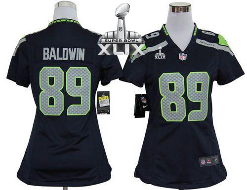  Seahawks #89 Doug Baldwin Steel Blue Team Color Super Bowl XLIX Women's Stitched NFL Elite Jersey