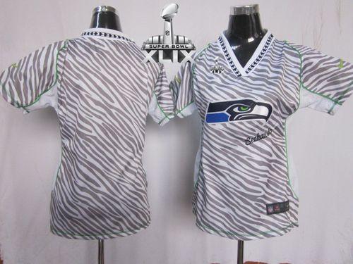  Seahawks Blank Zebra Super Bowl XLIX Women's Stitched NFL Elite Jersey