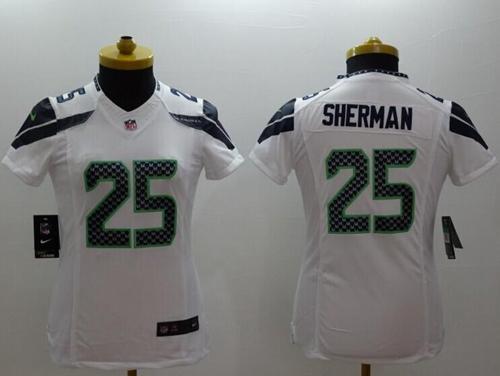  Seahawks #25 Richard Sherman White Women's Stitched NFL Limited Jersey