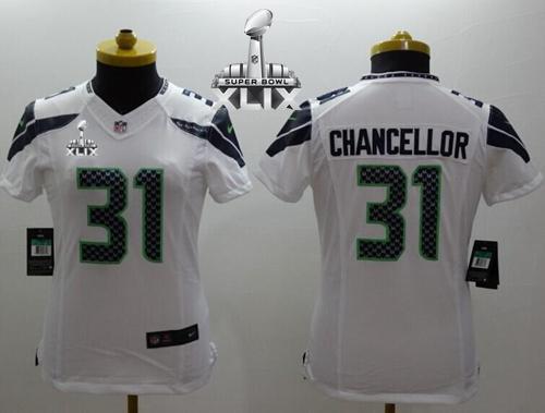  Seahawks #31 Kam Chancellor White Super Bowl XLIX Women's Stitched NFL Limited Jersey