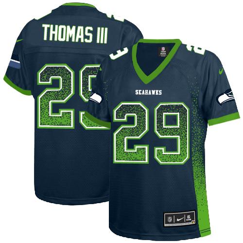  Seahawks #29 Earl Thomas III Steel Blue Team Color Women's Stitched NFL Elite Drift Fashion Jersey