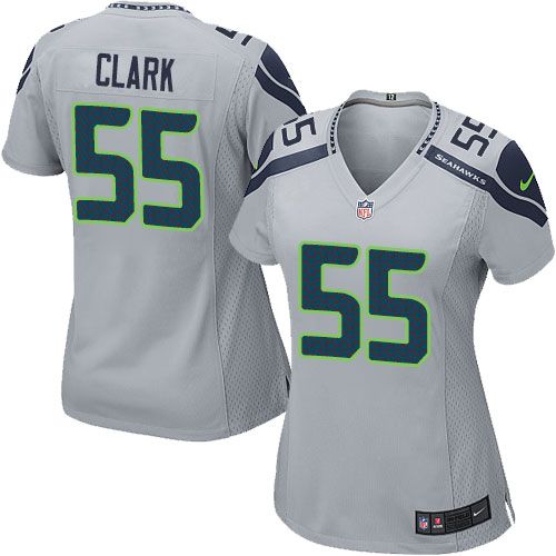  Seahawks #55 Frank Clark Grey Alternate Women's Stitched NFL Elite Jersey