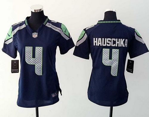  Seahawks #4 Steven Hauschka Steel Blue Team Color Women's Stitched NFL Elite Jersey