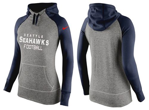 Women's  Seattle Seahawks Performance Hoodie Grey & Dark Blue_1