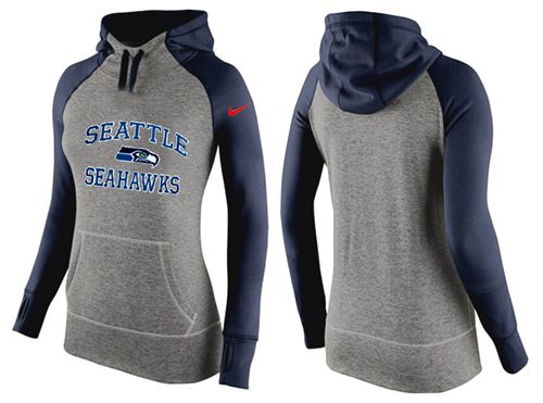 Women's  Seattle Seahawks Performance Hoodie Grey & Dark Blue_2