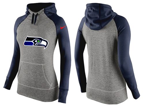 Women's  Seattle Seahawks Performance Hoodie Grey & Dark Blue_3