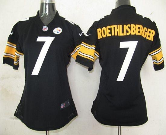  Steelers #7 Ben Roethlisberger Black Team Color Women's Stitched NFL Elite Jersey