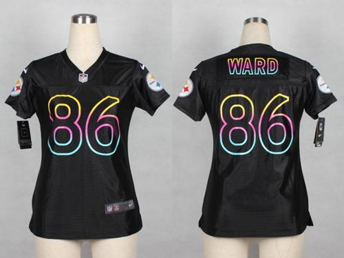  Steelers #86 Hines Ward Black Women's NFL Fashion Game Jersey