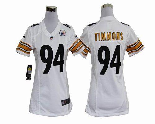  Steelers #94 Lawrence Timmons White Women's Stitched NFL Elite Jersey