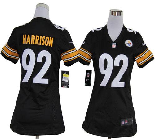  Steelers #92 James Harrison Black Team Color Women's Stitched NFL Elite Jersey