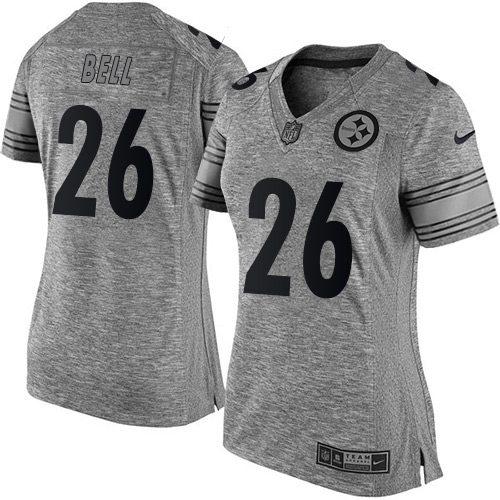  Steelers #26 Le'Veon Bell Gray Women's Stitched NFL Limited Gridiron Gray Jersey
