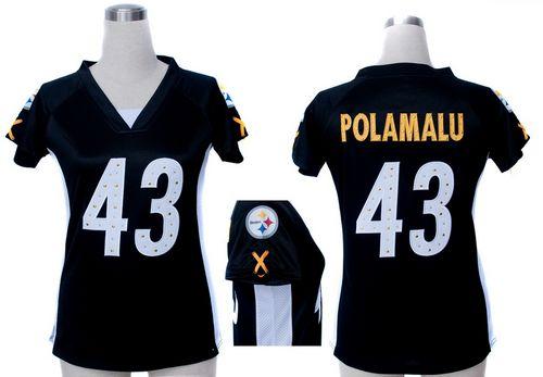  Steelers #43 Troy Polamalu Black Team Color Draft Him Name & Number Top Women's Stitched NFL Elite Jersey