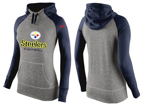 Women's  Pittsburgh Steelers Performance Hoodie Grey & Dark Blue_2