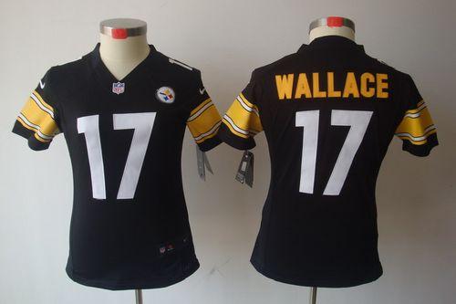  Steelers #17 Mike Wallace Black Team Color Women's Stitched NFL Limited Jersey
