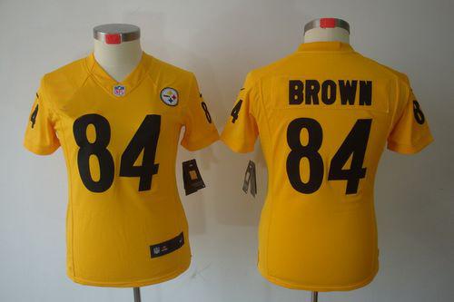  Steelers #84 Antonio Brown Gold Women's Stitched NFL Limited Jersey