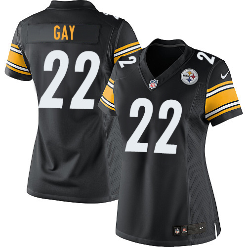  Steelers #22 William Gay Black Team Color Women's Stitched NFL Elite Jersey