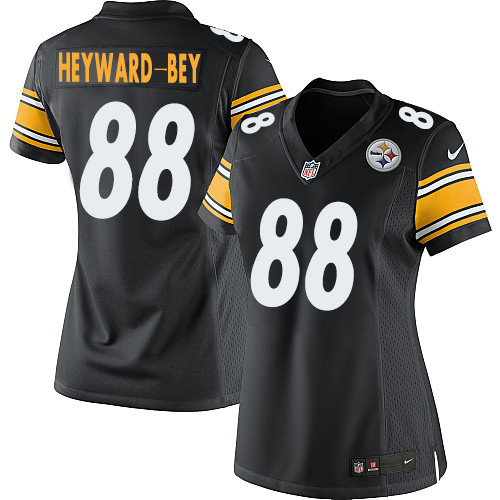  Steelers #88 Darrius Heyward Bey Black Team Color Women's Stitched NFL Elite Jersey