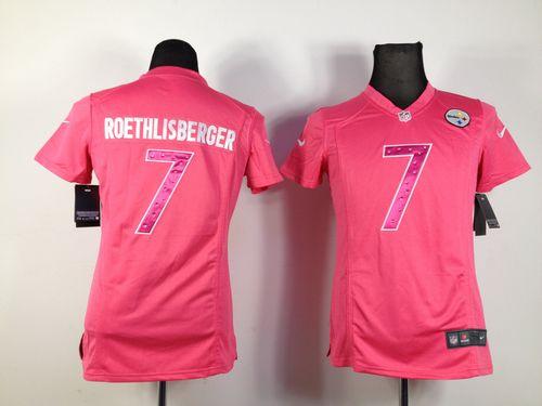  Steelers #7 Ben Roethlisberger Pink Sweetheart Women's Stitched NFL Elite Jersey