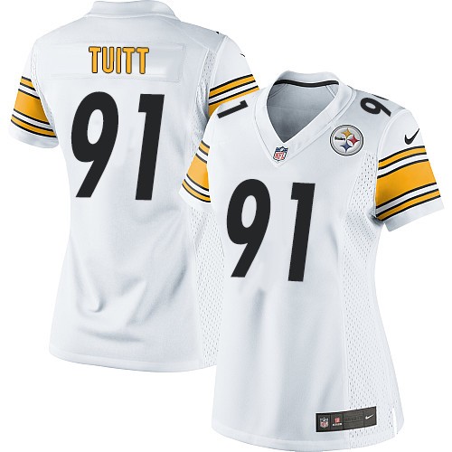  Steelers #91 Stephon Tuitt White Women's Stitched NFL Elite Jersey