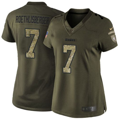 Steelers #7 Ben Roethlisberger Green Women's Stitched NFL Limited Salute to Service Jersey