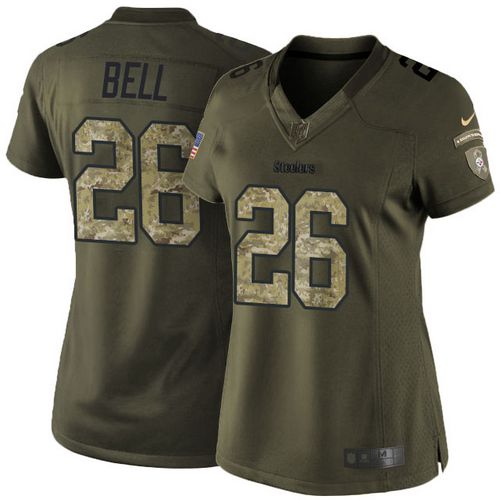  Steelers #26 Le'Veon Bell Green Women's Stitched NFL Limited Salute to Service Jersey