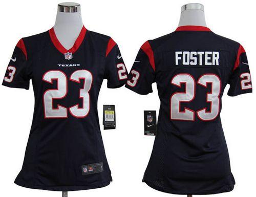  Texans #23 Arian Foster Navy Blue Team Color Women's Stitched NFL Elite Jersey
