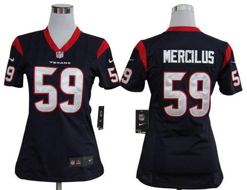  Texans #59 Whitney Mercilus Navy Blue Team Color Women's Stitched NFL Elite Jersey