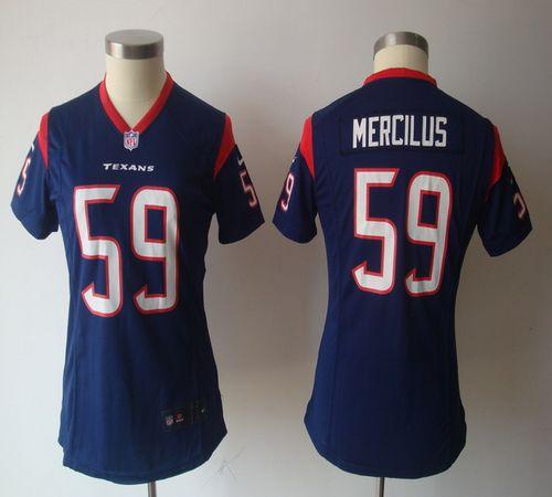  Texans #59 Whitney Mercilus Navy Blue Team Color Women's NFL Game Jersey