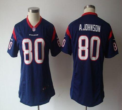  Texans #80 Andre Johnson Navy Blue Team Color Women's NFL Game Jersey