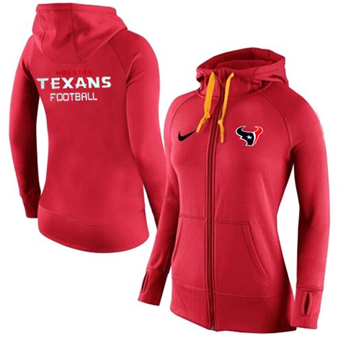 Women's  Houston Texans Full Zip Performance Hoodie Red