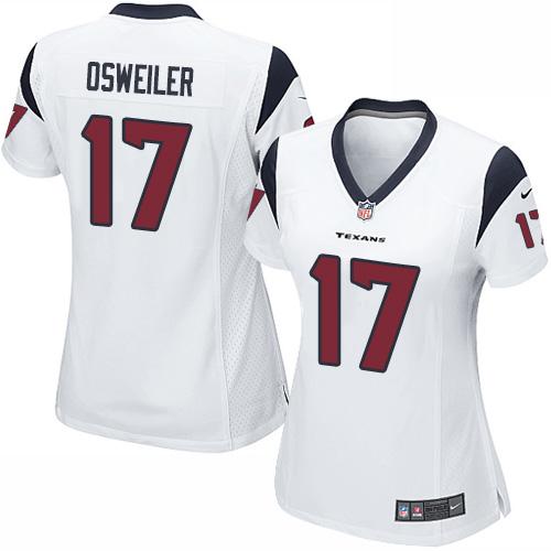  Texans #17 Brock Osweiler White Women's Stitched NFL Elite Jersey