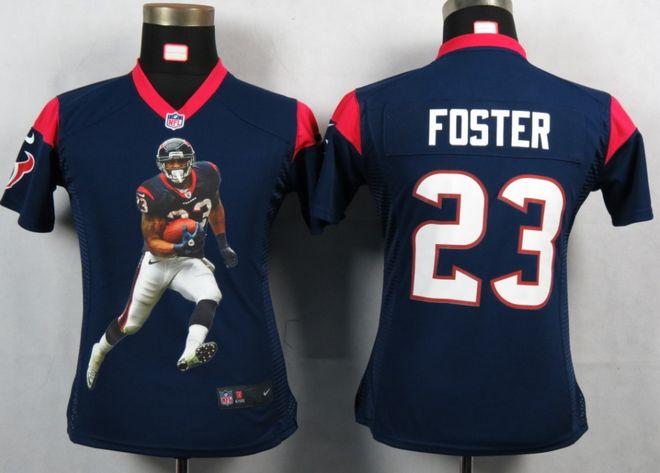 Texans #23 Arian Foster Navy Blue Team Color Women's Portrait Fashion NFL Game Jersey