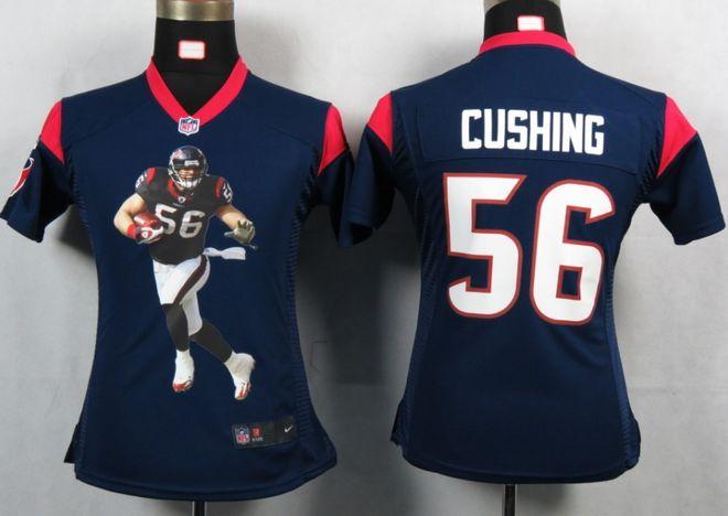  Texans #56 Brian Cushing Navy Blue Team Color Women's Portrait Fashion NFL Game Jersey