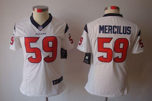  Texans #59 Whitney Mercilus White Women's Stitched NFL Limited Jersey