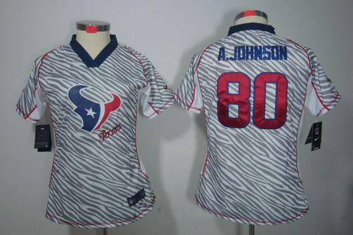  Texans #80 Andre Johnson Zebra Women's Stitched NFL Elite Jersey