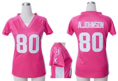  Texans #80 Andre Johnson Pink Draft Him Name & Number Top Women's Stitched NFL Elite Jersey