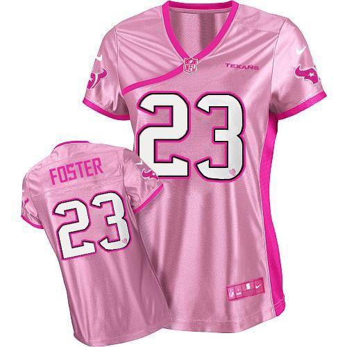  Texans #23 Arian Foster Pink Women's Be Luv'd Stitched NFL Elite Jersey