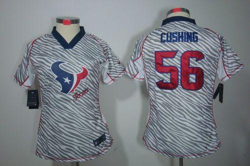  Texans #56 Brian Cushing Zebra Women's Stitched NFL Elite Jersey