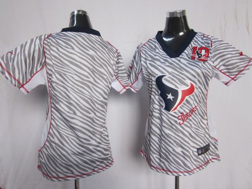  Texans Blank Zebra With 10TH Patch Women's Stitched NFL Elite Jersey