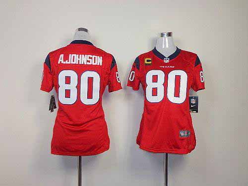  Texans #80 Andre Johnson Red Alternate With C Patch Women's Stitched NFL Elite Jersey