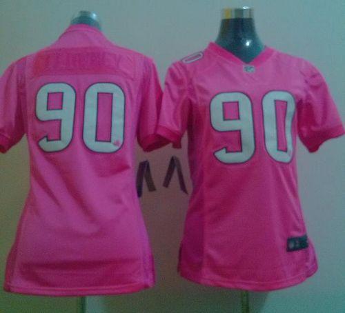  Texans #90 Jadeveon Clowney New Pink Women's Be Luv'd Stitched NFL Elite Jersey