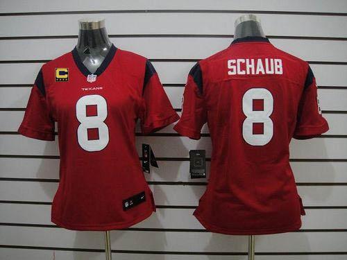  Texans #8 Matt Schaub Red Alternate With C Patch Women's Stitched NFL Elite Jersey