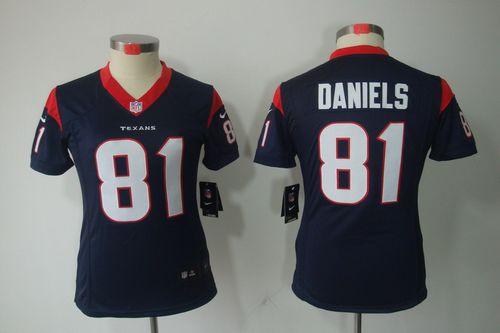  Texans #81 Owen Daniels Navy Blue Team Color Women's Stitched NFL Limited Jersey